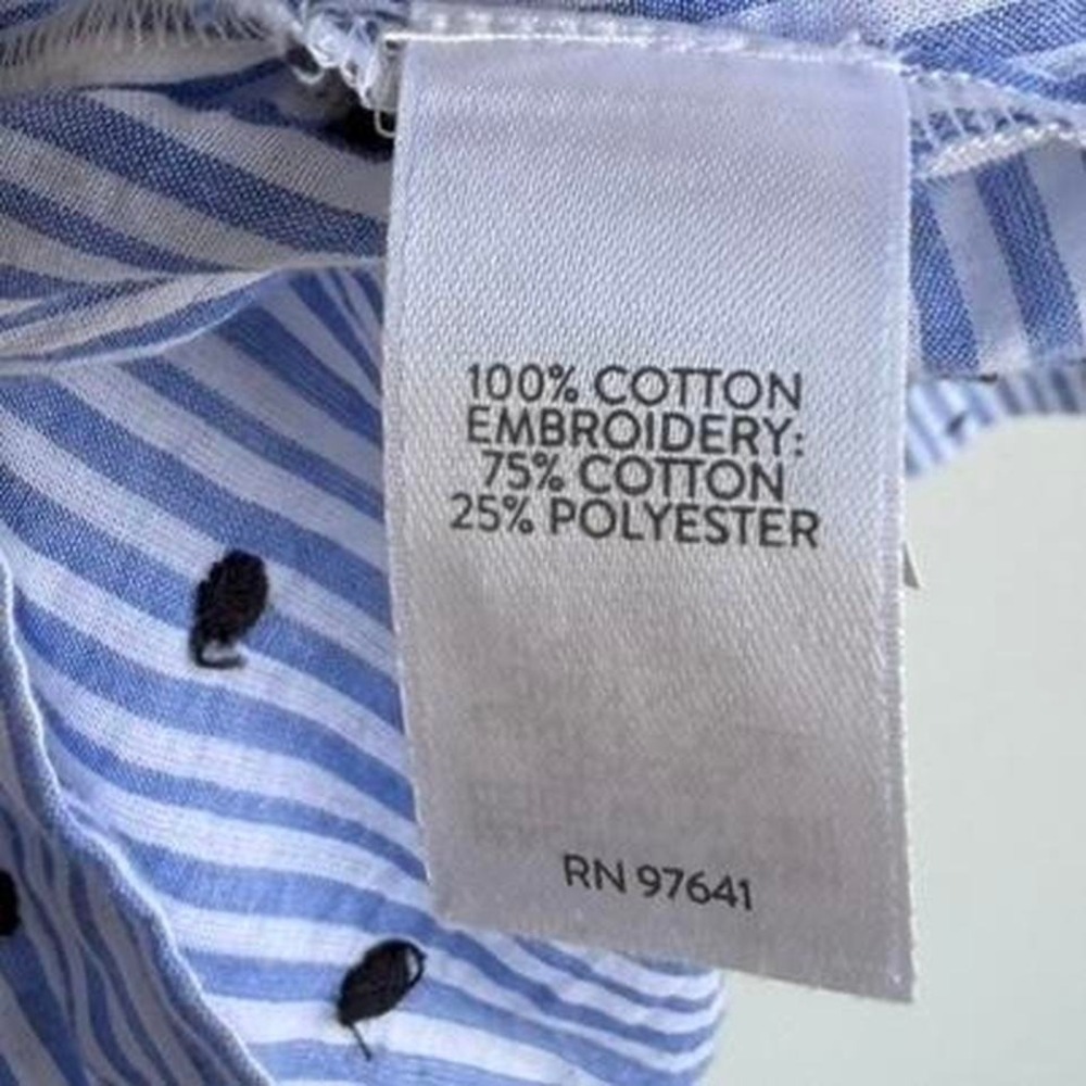 Jill blue striped cotton button up shirt with polka dots. - Picture 5 of 7